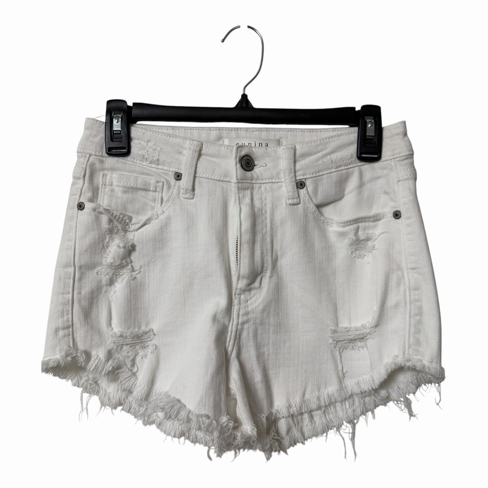 eunina Lulu High Rise Cut Off Shortie Frayed Hem Raw Edge Shorts Small